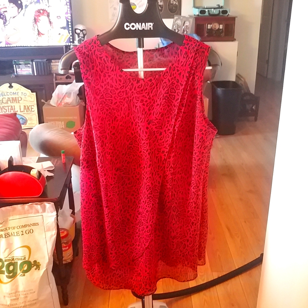 Fuchia Animal Print Sleeveless Blouse 2X